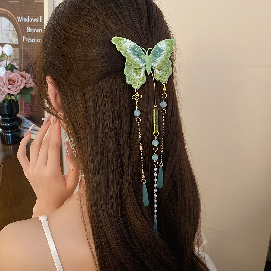 Green Embroidered Butterfly Ha - Hanbok Hair Pin recension och pris