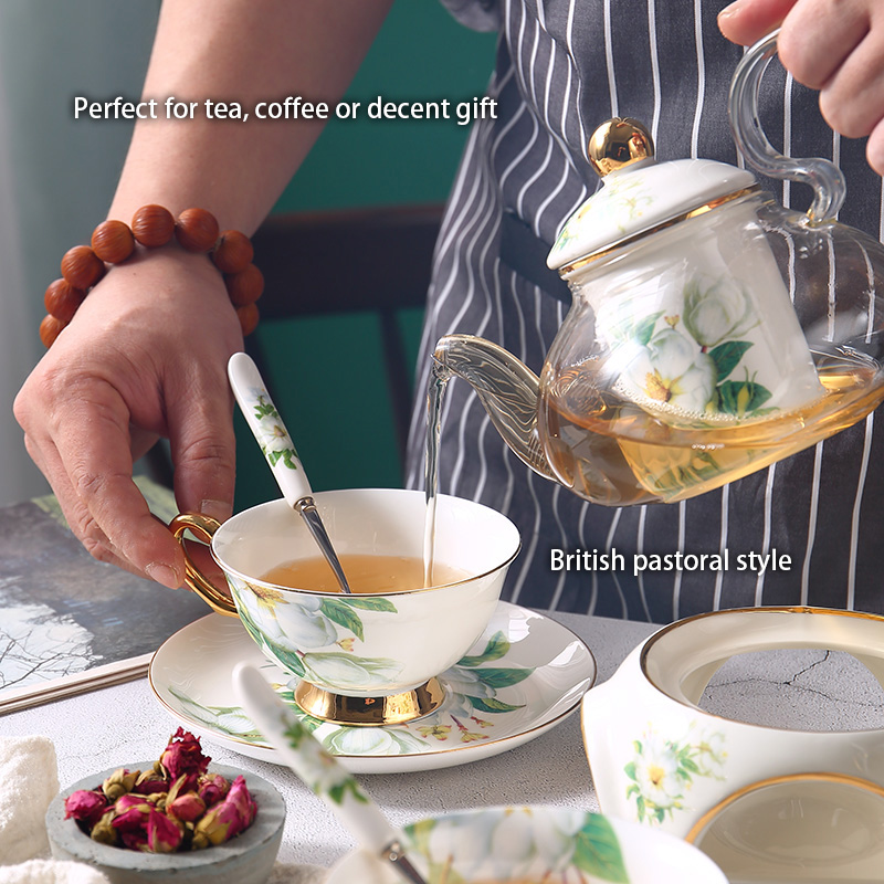 Camellia Bone China Tea Set Br - Korean Tea Set recension och pris