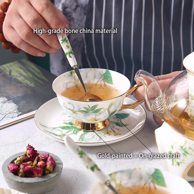 Camellia Bone China Tea Set Br - Korean Tea Set recension och pris