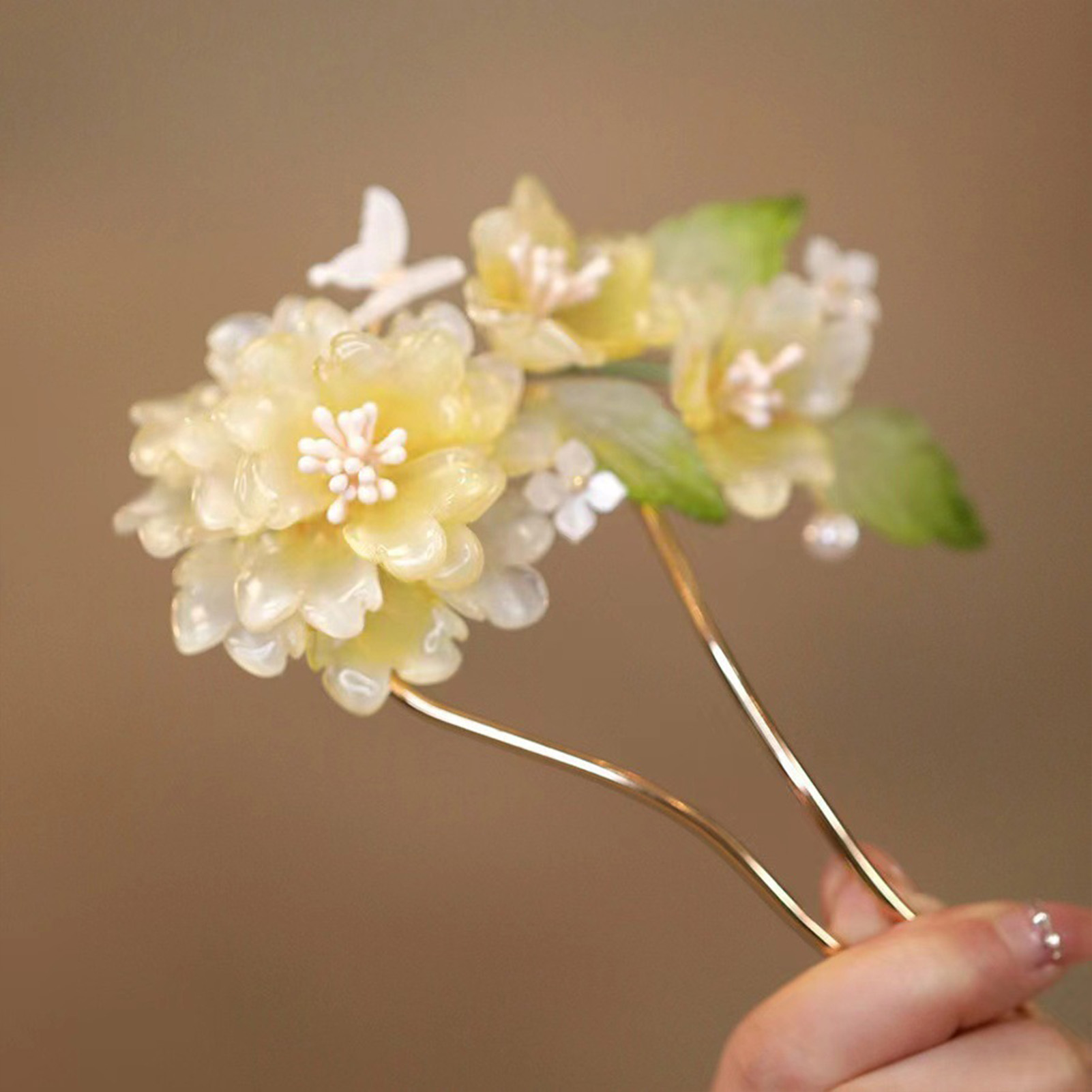 Flower U-shaped Hairpin Chines - Hanbok Hair Pin recension och pris