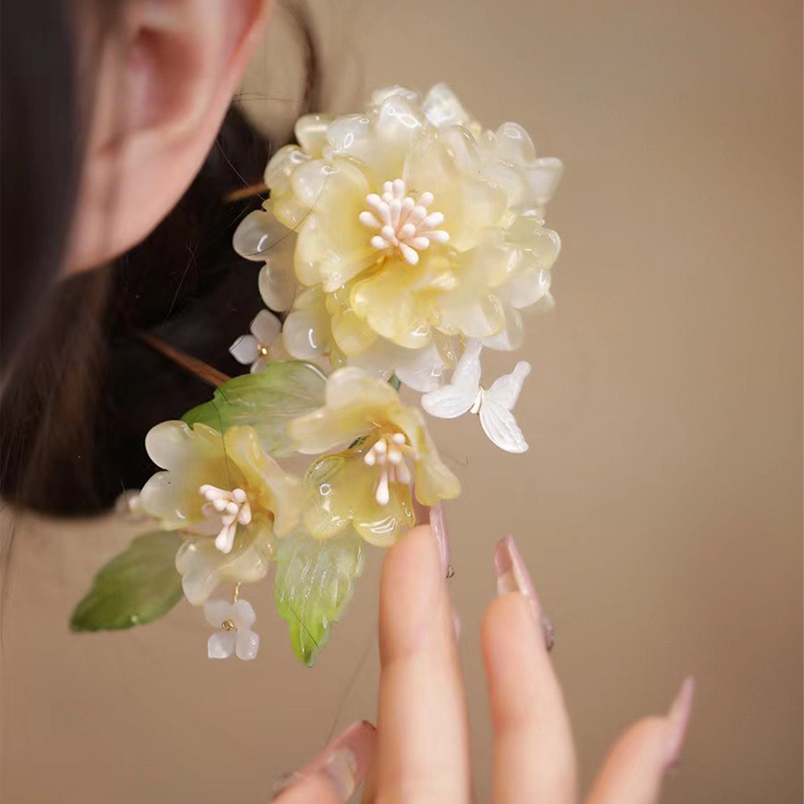 Flower U-shaped Hairpin Chines - Hanbok Hair Pin recension och pris